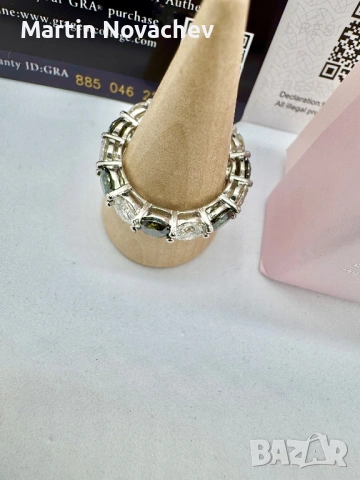 Сребърен пръстен с мойсанит (Диамант) 7 карата, снимка 5 - Пръстени - 54343685