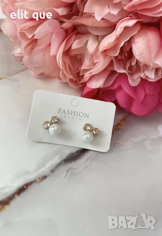 обеци с перли и камъни