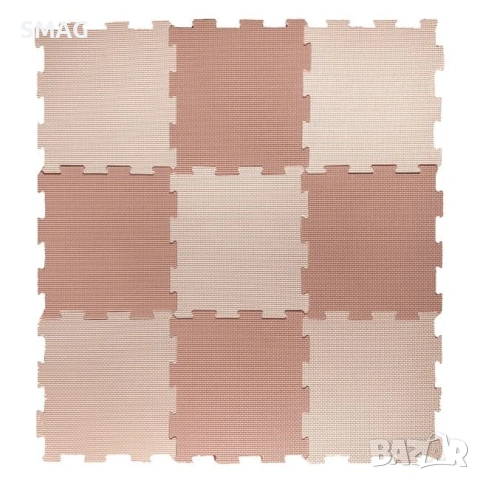 Подова постелка – пъзел розово и бежово, 31x31x1.3 см – 9 бр_1245217