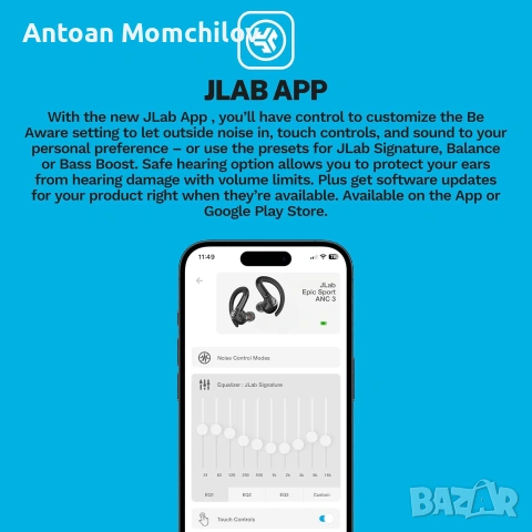 Слушалки JLab Epic Sport ANC 3 Bluetooth ANC, снимка 4 - Bluetooth слушалки - 55034768