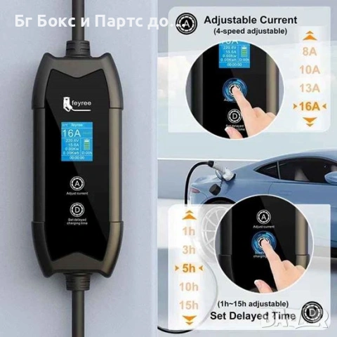 Преносимо зарядно устройство за автомобил Feyree EV Type2 16A 3.5kW 5m с апликация, снимка 3 - Части - 54017830