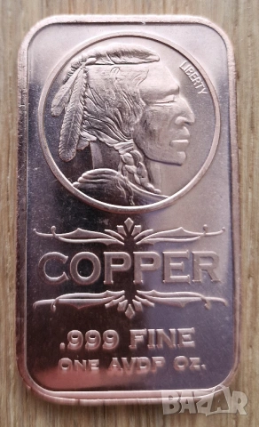 8. 💵 1 oz медна монета Indian Head – 999 медно кюлче copper coin copper bar