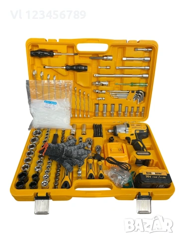 Акумулаторен Безчетков Гайковер 1200Nm  36V 8.0AH + 499 части KRAFTMASTER, снимка 4 - Винтоверти - 55064754