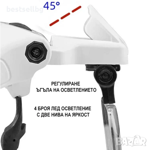 Професионална акумулаторна лупа за глава с LED осветление 5 лещи за четене шиене бродиране гоблени, снимка 11 - Други инструменти - 54110062