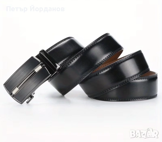 Мъжки кожени колани с автоматична катарама – комплект 2 броя, снимка 3 - Колани - 54080402