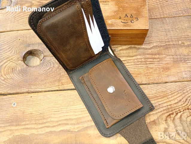Ръчно изработен мъжки кожен портфейл , снимка 2 - Портфейли, портмонета - 54282627