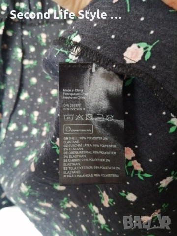 H&M дамска къса рокля с буфан ръкави, копчета отпред и принт цветя и точки р-р S (EU 36), снимка 12 - Рокли - 54157985
