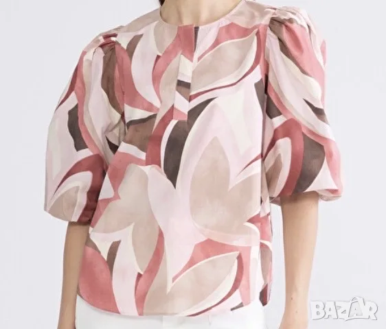 Блуза с пуф ръкави — 42/L/XL, снимка 3 - Корсети, бюстиета, топове - 55574341