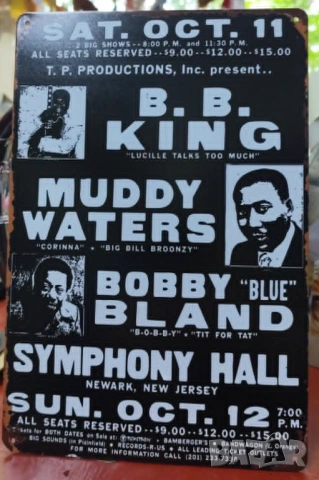 B.B. King,Muddy Waters,Bobby Blant-метална табела(плакет)