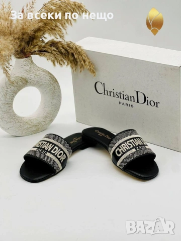 Christian Dior Дамски Черни Чехли Кристиян Диор Код SK1286, снимка 2 - Чехли - 54286043