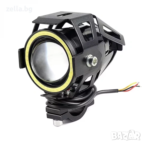 LED прожектор за мотоциклет U7 Angel Eyes 15W 3000lm 12-85V – Универсален фар за мотор, ATV 10116