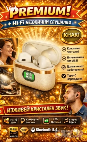 Безжични TWS слушалки с LED дисплей и Type-C кейс – Hi-Fi звук и удобен дизайн