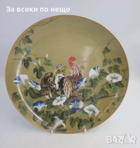 Franklin Mint “ROOSTER & THE MORNING GLORY" Decorative/ Display/ Cabinet Porcelain Plate Код P2150 , снимка 5 - Колекции - 54162251
