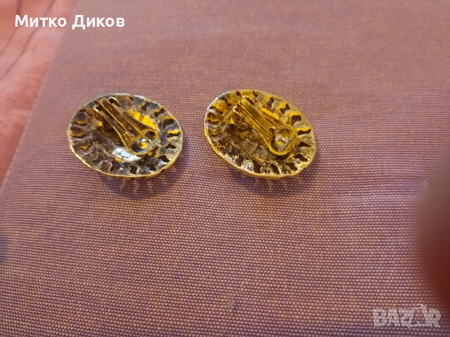 ретро обеци с клипс в златист цвят, украсени с изкуствени перли., снимка 4 - Други - 54606035