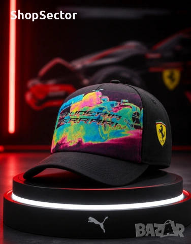 ПОСЛЕДНИ БРОЙКИ! Оригинална PUMA x Ferrari шапка Black/Multi