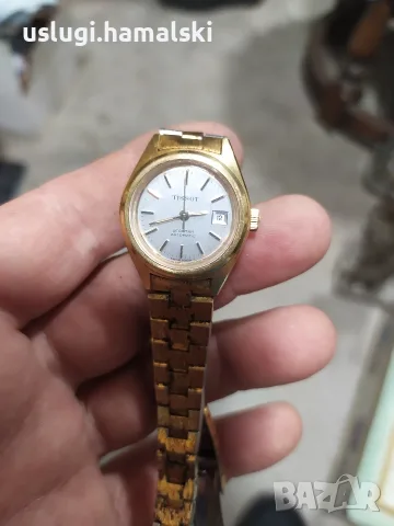 Позлатен часовник Tissot автомат, снимка 4 - Антикварни и старинни предмети - 55654343