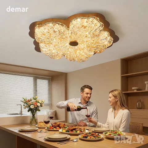 LED таванна лампа цвете 72 W с дистанционно, приложение и димиране 40 см с цветова температура, снимка 5 - Лампи за таван - 55493217
