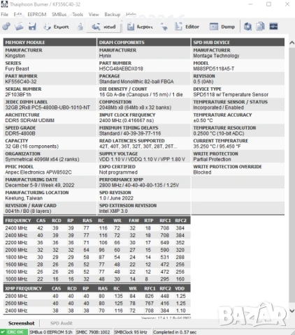 Kingston 2x32GB(64GB) DDR5 Hynix die-A 6000+ CL30 Гаранция, снимка 6 - RAM памет - 54196905