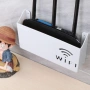 4665 Стойка за Wi-Fi рутер за стена – Самозалепващ се бял органайзер (24 см), снимка 2