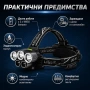 Професионален мощен LED фенер туристически челник за глава лов риболов планинарство преходи каска, снимка 5