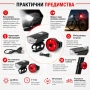 Комплект акумулаторни LED предни и задни светлини велосипед лед фар и стоп за колело USB зареждане, снимка 6