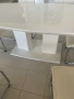 Modern white extendable dining table & 8 cream dining chairs , снимка 3