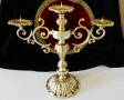 Бронзов свещник,троен свещник,барок 2.8 кг., снимка 10
