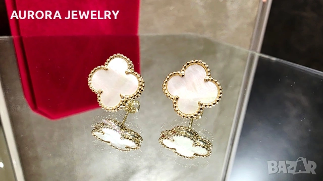 Van Cleef & Arpels VCA Gold Mother of Pearl Vintage Alhambra Stud Дамски Обеци с Винт, снимка 5 - Обеци - 54736812