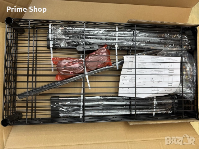 Метален щендер/ етажерка за дрехи YOOGAA с 3 регулируеми рафта и колела, 90х45х200см, до 180кг, снимка 12 - Етажерки - 54899317