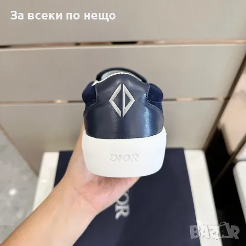 CD Slide Navy/White Стилни Мъжки Обувки Dior Slip-On Sneaker От Тъмносин Велур Код ch102, снимка 4 - Ежедневни обувки - 55663139
