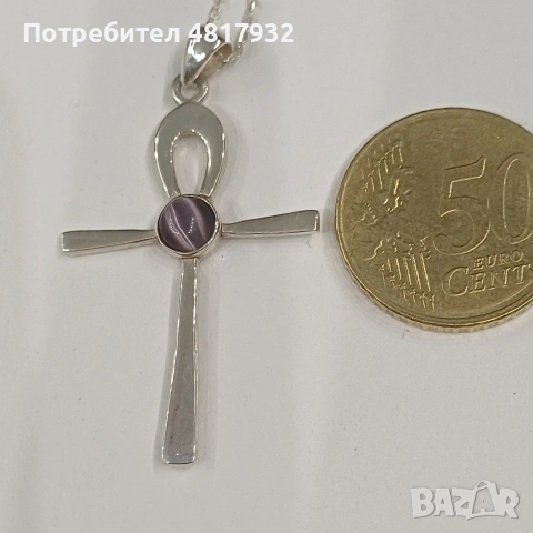 Кръст,сребро с еснествен камък тигрово око