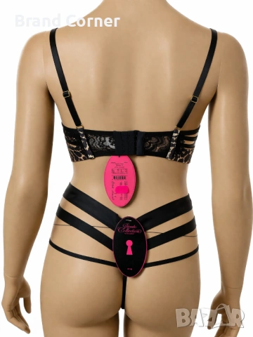 Hunkemöller комплект бельо с леопардов принт и черна дантела – сутиен 75C / бикини M, снимка 4 - Бельо - 54550251