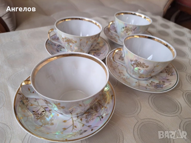 Четири двойни сета изящен рижки порцелан, СССР, снимка 4 - Колекции - 54352739
