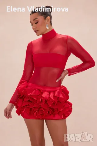 Мини рокля с 3D апликация - Бранд Fashion Nova