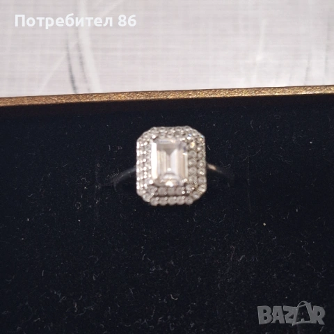 Сребърен пръстен тип годежен , снимка 2 - Пръстени - 54306197