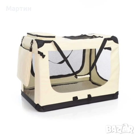 Сгъваема транспортна кутия за кучета и котки, размер XXL, 90x63x63 см, бежова, снимка 2 - За кучета - 54723517