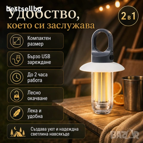 Мощна къмпинг лампа осветление за палатка риболов туризъм аварии автомобил LED фенер USB зареждане, снимка 5 - Къмпинг осветление - 50861698