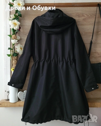 Черно яке с качулка пролетно есенен модел , снимка 3 - Якета - 54095611