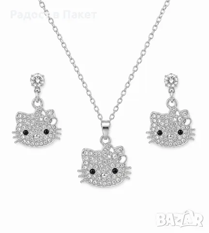 Комплект колие и обеци Hello Kitty, снимка 2 - Бижутерийни комплекти - 55422728