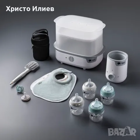 НОВ Tommee Tippee Комплект Електрически парен стерилизатор шишета нагревател за шише торбичка, снимка 4 - Стерилизатори - 55551780