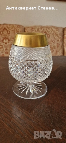 Великолепен кристален бокал с позлата, снимка 5 - Чаши - 55157224