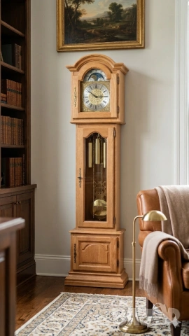 Антикварен стоящ часовник с махало (Grandfather Clock) – Масив и месинг