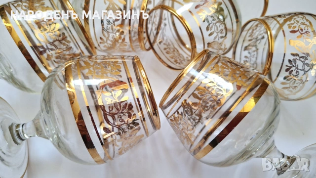 Нов немски златен сервиз чаши за ракия и аперитив – 6 броя, снимка 11 - Други ценни предмети - 54220190