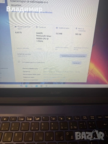 Acer Aspire A315 34-N5000/8гб/128гб м.2+500гж, снимка 2 - Лаптопи за дома - 55007378