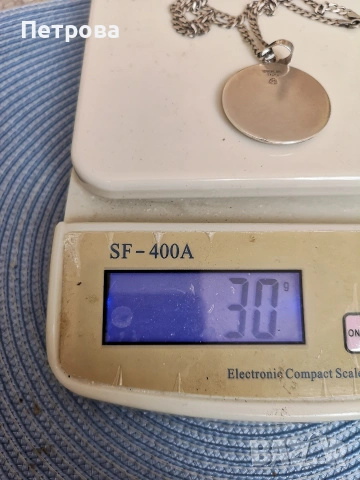 сребърен синджир с висулка пентаграм. , снимка 3 - Колиета, медальони, синджири - 53983144