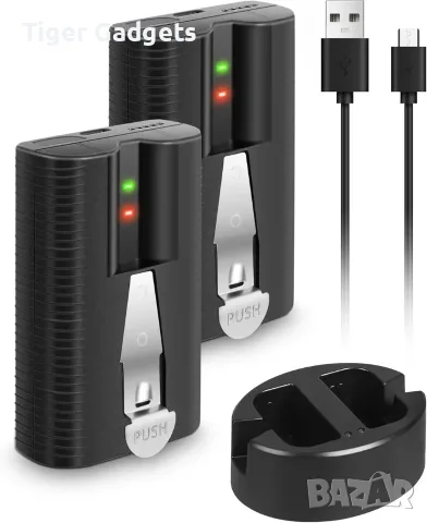 Комплект Abeden AB2401 - 2 батерии 6040mAh + двойно зарядно за Ring Video Doorbell и Stick Up