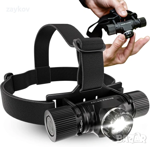 LED акумулаторен - изключително ярък челен фенер - фокусиращ се [енергиен клас A