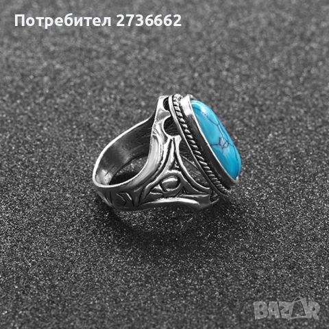 Винтидж пръстен със син камък , снимка 5 - Пръстени - 54990316