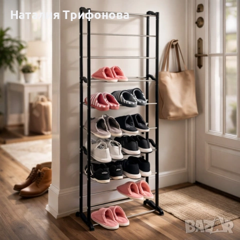 Метален органайзер за обувки XXL, 10 нива, за 30 чифта, снимка 2 - Шкафове - 55072105