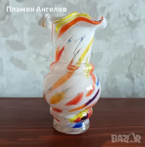 Винтидж ваза тип Мурано-Ръчна изработка. , снимка 7 - Вази - 55608921
